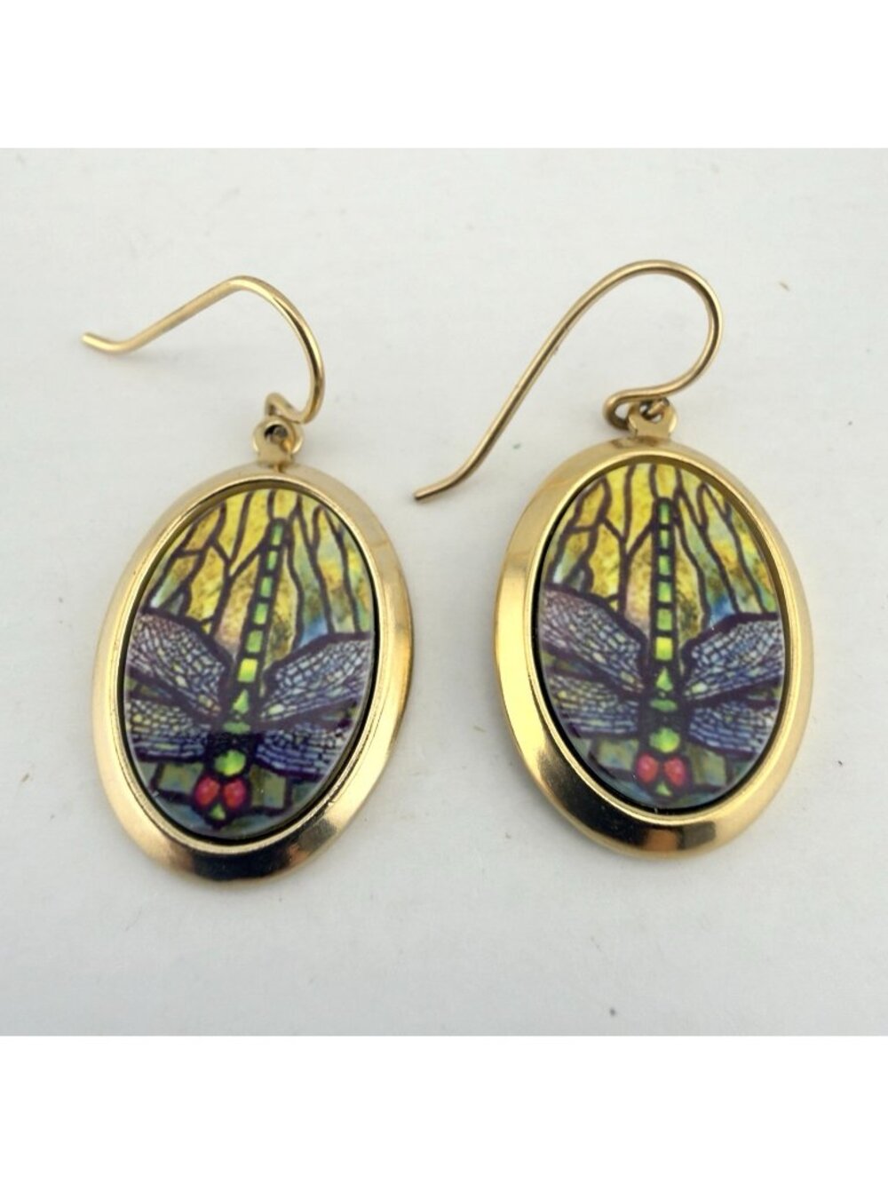 Vintage Dragonfly Earrings Ken Kantro Lovell Designs Tiffany Gold Tone Dangle